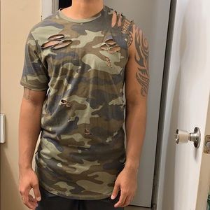 Pacsun Camo distressed shirt
